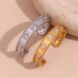 Square Zircon Open Bracelet 18K Plated Women's Hand Bracelet