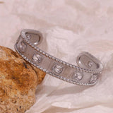 Square Zircon Open Bracelet 18K Plated Women's Hand Bracelet