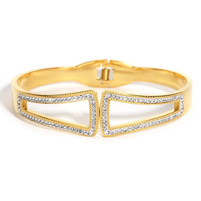 Crystal Zircon Enamel Stainless Steel Bangles Bracelets for Women