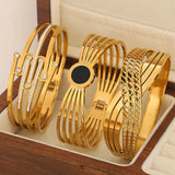 Crystal Zircon Enamel Stainless Steel Bangles Bracelets for Women