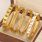 Crystal Zircon Enamel Stainless Steel Bangles Bracelets for Women