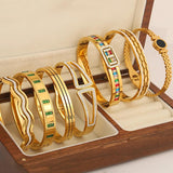 Crystal Zircon Enamel Stainless Steel Bangles Bracelets for Women