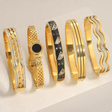 Crystal Zircon Enamel Stainless Steel Bangles Bracelets for Women
