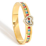 Crystal Zircon Enamel Stainless Steel Bangles Bracelets for Women