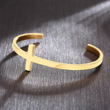 Men Stainless Steel Cross Cuff Bracelets Open Bangles for Lover