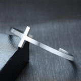 Men Stainless Steel Cross Cuff Bracelets Open Bangles for Lover