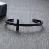 Men Stainless Steel Cross Cuff Bracelets Open Bangles for Lover
