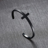 Men Stainless Steel Cross Cuff Bracelets Open Bangles for Lover