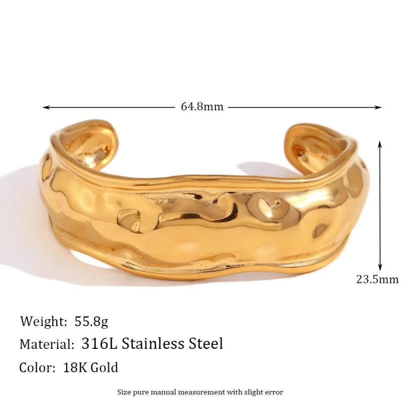Wave Bracelet Tarnish 18K Plated Jewelry Silver 316L Stainless Steel