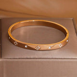 Stainless Steel Crystal Flower Charm Bracelet for Women