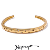 Star CZ Stainless Steel Cuff Bracelet 18K PVD Plated Bangle Gift