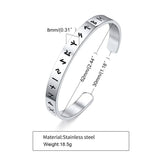 8mm Viking Bracelets for Men, Nordic Rune Letter Amulet Cuff Bangle