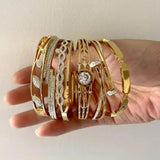 Zircon Cross Nut Nail Bracelets Stainless Steel Waterproof Jewelry