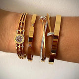 Zircon Cross Nut Nail Bracelets Stainless Steel Waterproof Jewelry