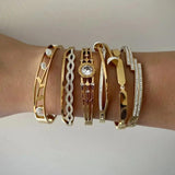 Zircon Cross Nut Nail Bracelets Stainless Steel Waterproof Jewelry