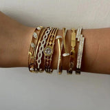 Zircon Cross Nut Nail Bracelets Stainless Steel Waterproof Jewelry
