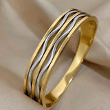 Silver Smooth Wave Stainless Steel Bracelet Bangle for Women