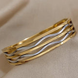Silver Smooth Wave Stainless Steel Bracelet Bangle for Women