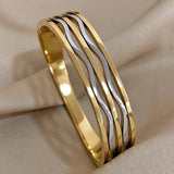 Silver Smooth Wave Stainless Steel Bracelet Bangle for Women