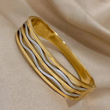 Silver Smooth Wave Stainless Steel Bracelet Bangle for Women