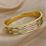 Silver Smooth Wave Stainless Steel Bracelet Bangle for Women
