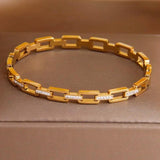 Stainless Steel Geometric Charm Bracelet Women Crystal Jewelry