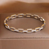 Stainless Steel Geometric Charm Bracelet Women Crystal Jewelry