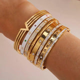 Stainless Steel V Flower Charm Bracelet Crystal Snake Bracelet