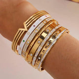 Stainless Steel V Flower Charm Bracelet Crystal Snake Bracelet