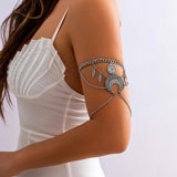 Vintage Silver Leaf Tassel Upper Arm Bracelet Chain Charm Women