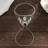Vintage Silver Leaf Tassel Upper Arm Bracelet Chain Charm Women