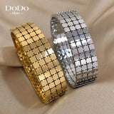 Square Wide Stainless Steel Bangles Bracelets for Women Men