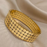 Square Wide Stainless Steel Bangles Bracelets for Women Men