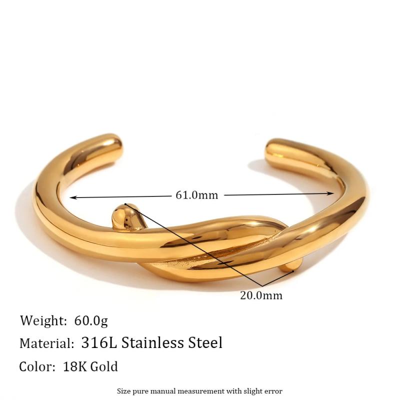 Coarse Cross Strap 18K Plated Bracelet for Women