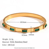 Rectangular Round Shell Demone Eye Line Bracelet 18K Plated Stainless Steel