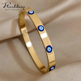 316L Stainless Steel Charm Enamel Eyes Bracelet Bangle For Women