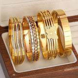 316L Stainless Steel Charm Bangle Bracelets 18K Plate Eyes Intersect Gift