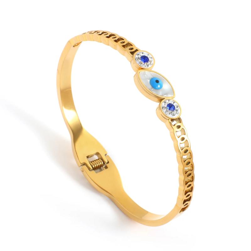 Boho Evil Eye Stainless Steel Bangles for Women