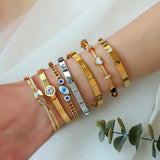 Boho Evil Eye Stainless Steel Bangles for Women