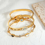 Boho Evil Eye Stainless Steel Bangles for Women