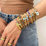 Boho Evil Eye Stainless Steel Bangles for Women