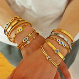 Boho Evil Eye Stainless Steel Bangles for Women