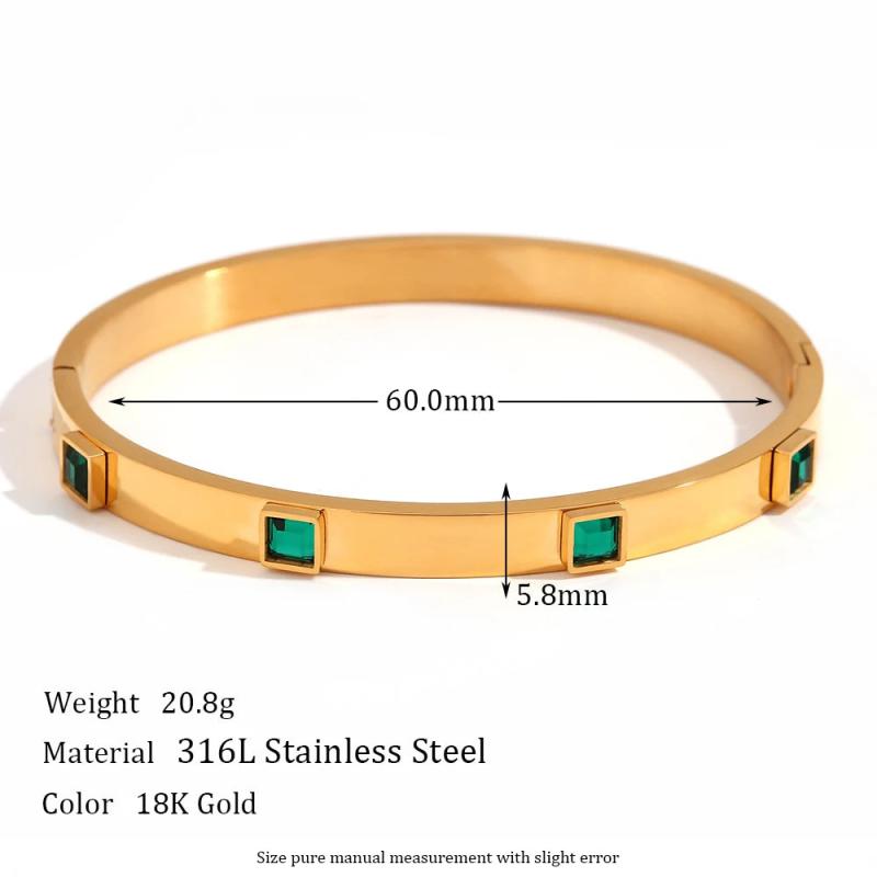 Square Zircon Clasp Bracelet 18K Plated Women's Hand Bracelet