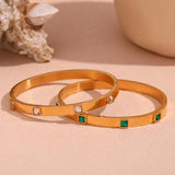 Square Zircon Clasp Bracelet 18K Plated Women's Hand Bracelet