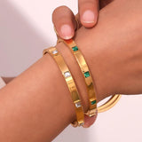 Square Zircon Clasp Bracelet 18K Plated Women's Hand Bracelet