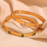 Square Zircon Clasp Bracelet 18K Plated Women's Hand Bracelet
