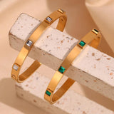 Square Zircon Clasp Bracelet 18K Plated Women's Hand Bracelet