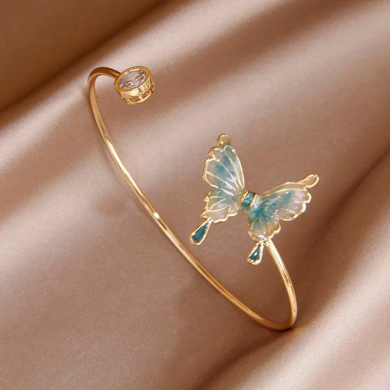 Korea&Japanese Butterfly Charm Bangles Crystal Bracelets