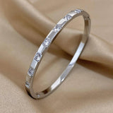 Inlaid Rhinestone Stainless Steel Bangle Bracelet