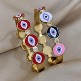 Charm Leaf Eye Coin Geometric Wide Bangle 18K Plated